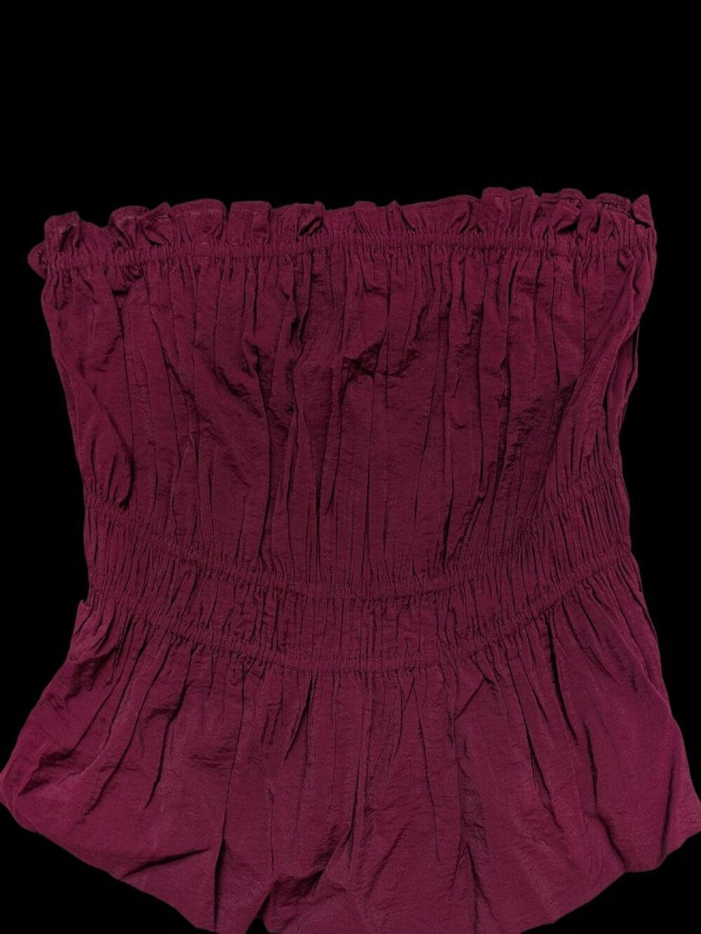 LOFT Women's XL Burgundy Ruched Ruffle Cami Removable straps NWT